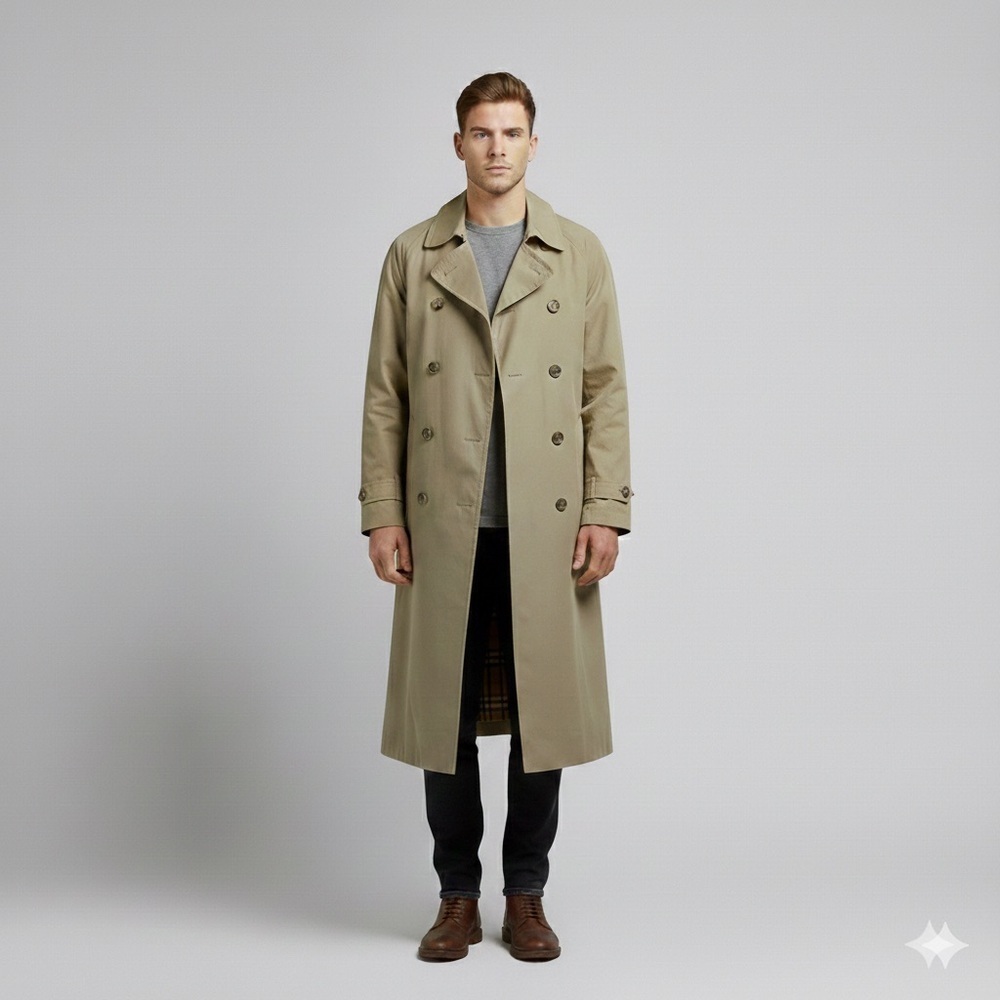 Vintage Burberry Khaki Light Trench Coat - 38R / L-XL